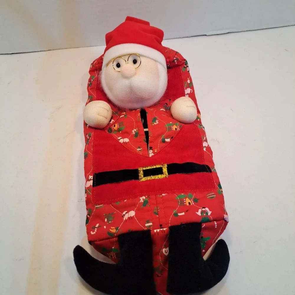 Tissue Box Cover Rectangular Vintage Avon Santa Claus Christmas Plush Holder 15